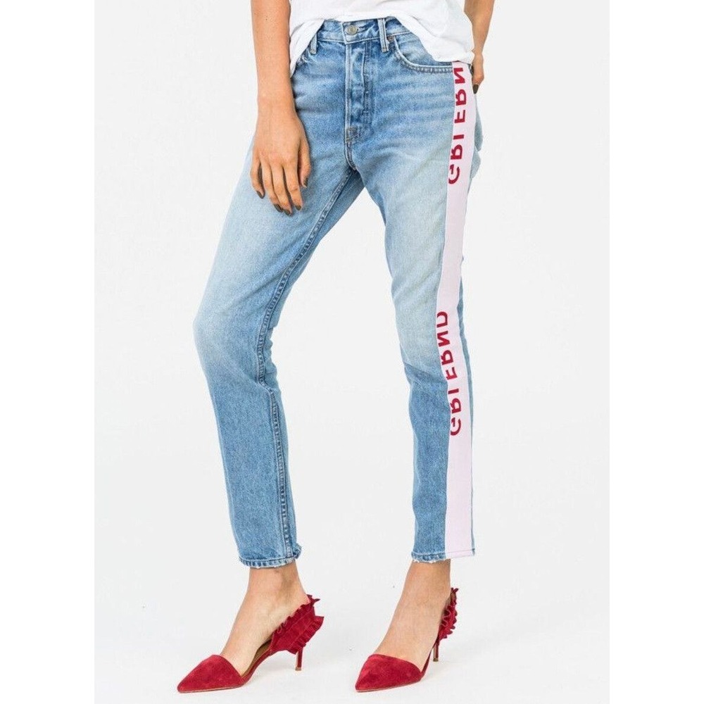 GRLFRND Karolina La Di Da High Rise Slim Boyfriend Jeans 25 Light Wash Denim‎